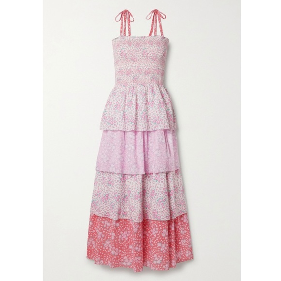 LoveShackFancy Caressa Sleeveless Floral Ruffle Dress - Picture 4 of 15